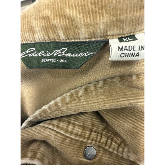 VTG 90's Eddie Bauer Jacket Women's XL Brown Corduroy Jacket Coat button pocket - Picture 2 of 5